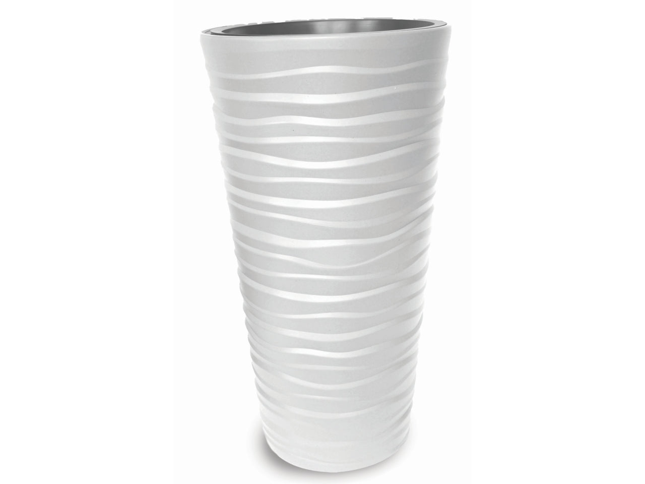 Vaso fioriera, posacenere tondo alto colore bianco in plastica, Bora, 30x52 cm - Blumax