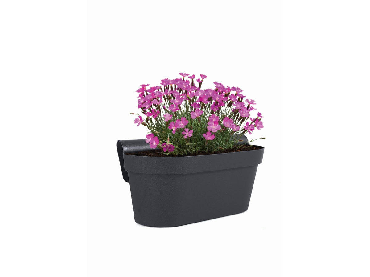 Balconetta rettangolare in plastica per esterno antracite, 50x20x20 cm - Blumax