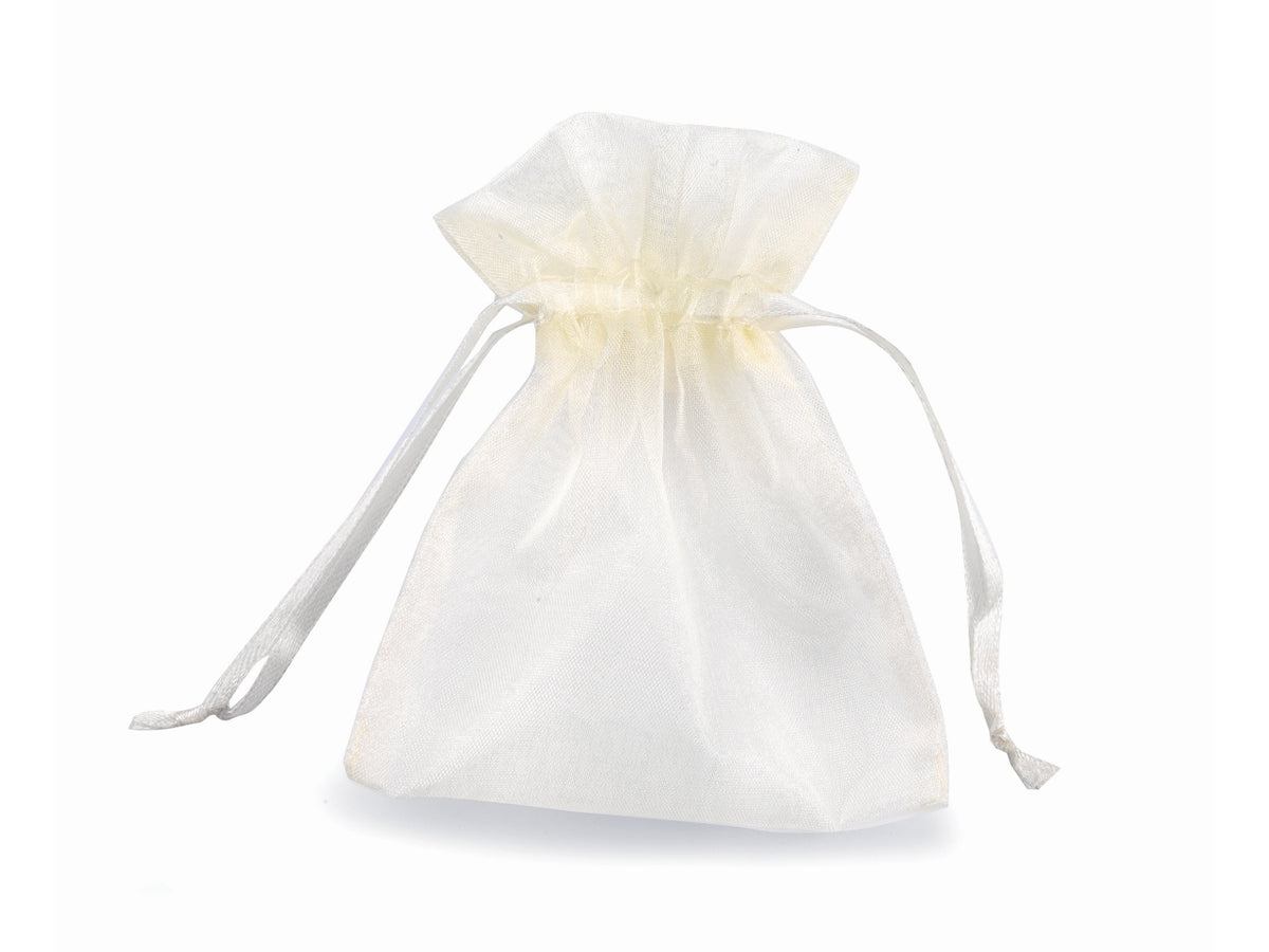 Sacchetto c/laccio organza avorio 8,5x10cm