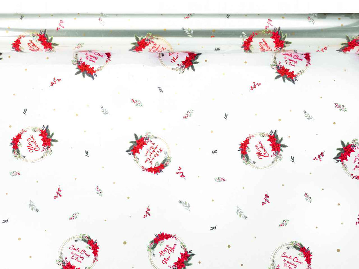 Fogli trasparenti decorati xmas star 30my 100x130cm in confezione da 50 pezzi