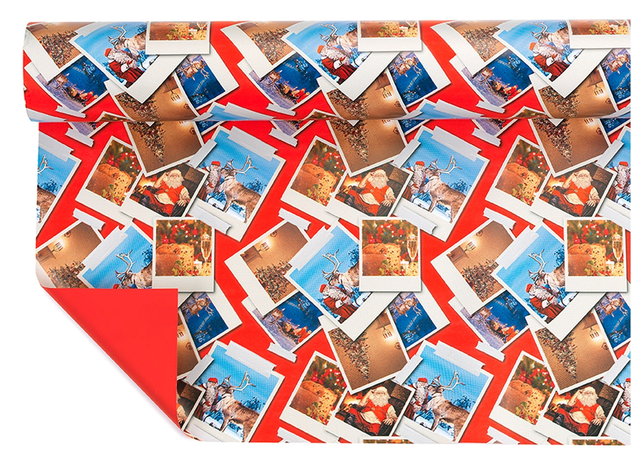 Bobine perlate 40my decorazione xmas polaroid fondo rosso misura 1,00x25mt