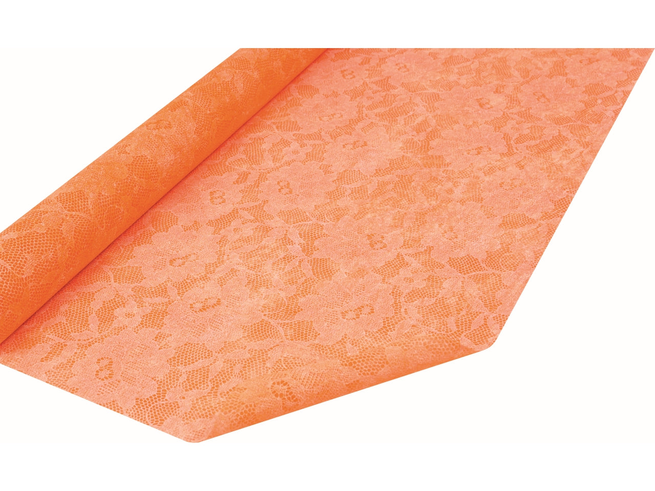 Rotolo Carta Regalo Arancio motivo Pizzo in Polyweb TNT, Piennepi - 1x9mt Made in Italy