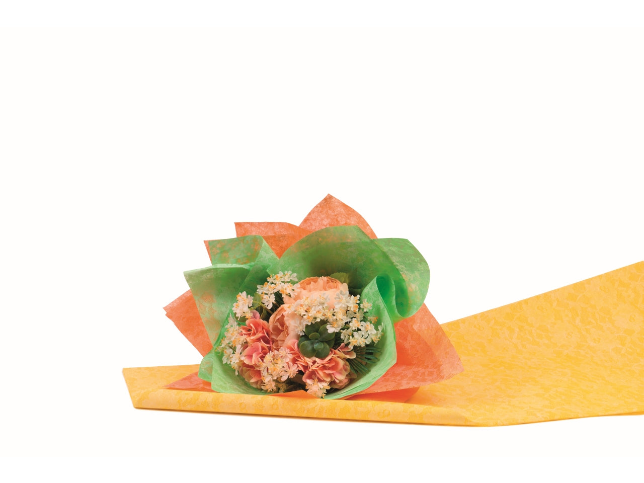 Rotolo Carta Regalo Arancio motivo Pizzo in Polyweb TNT, Piennepi - 1x9mt Made in Italy