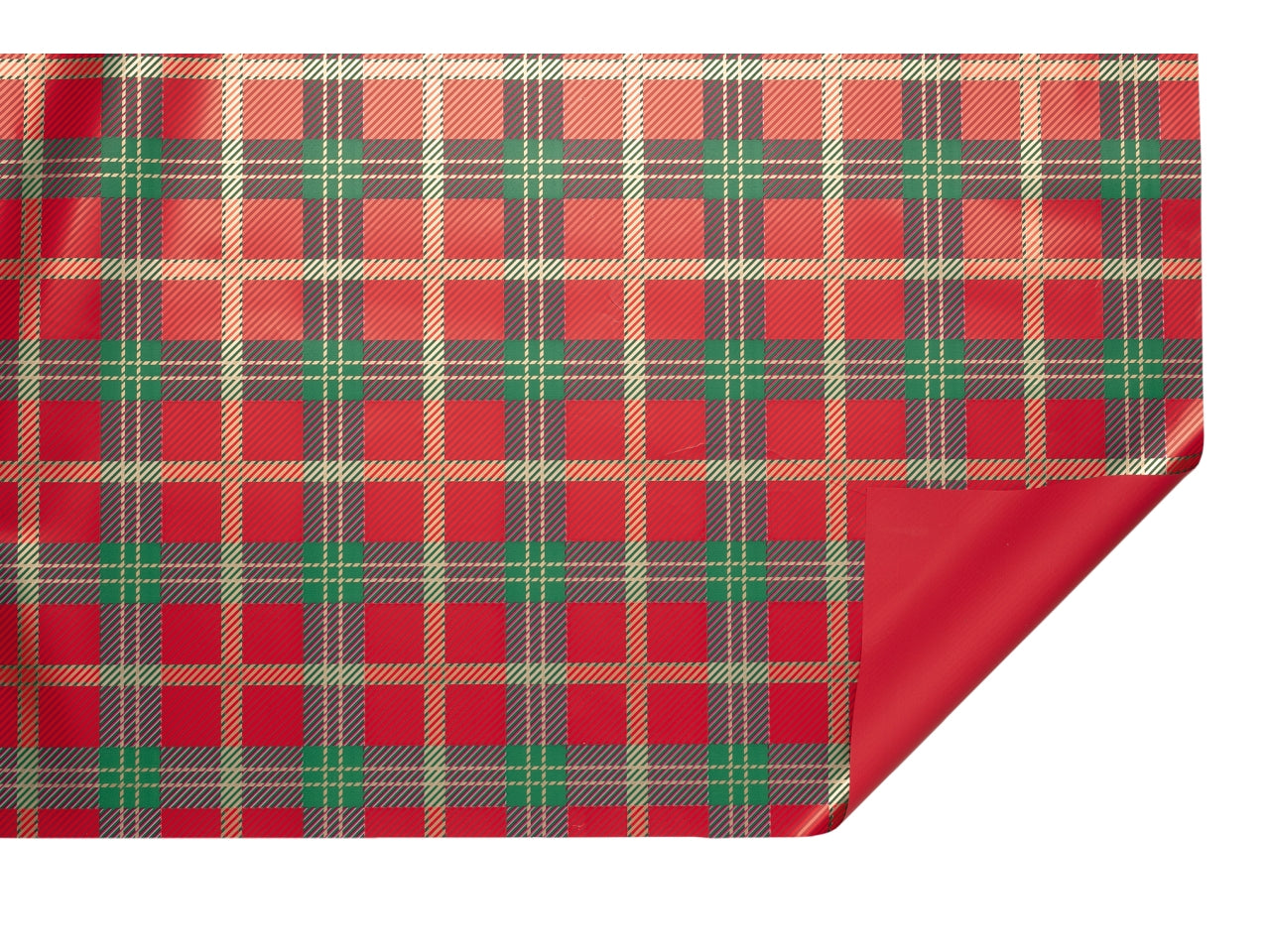 Rotolo carta da regalo tartan rosso e verde in polipropilene 40my, 1x25m - Piennepi