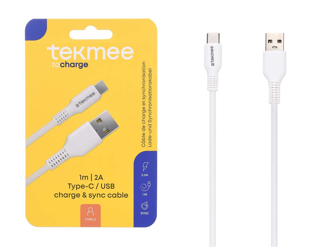 Tekmee cavo 1m 2a type-c/usb tpe