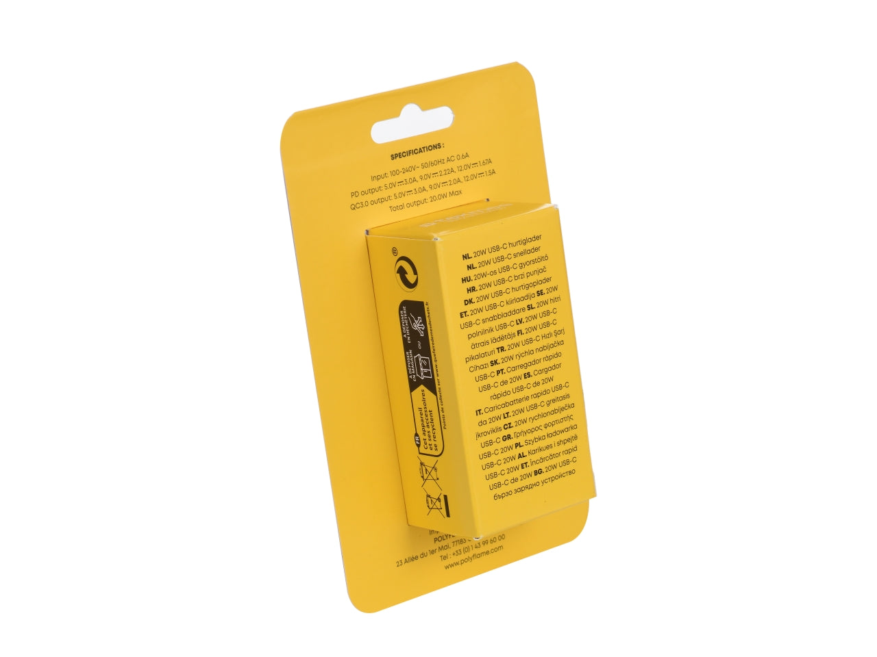 Tekmee caricatore rapido 20w con 2 porte type-c + usb