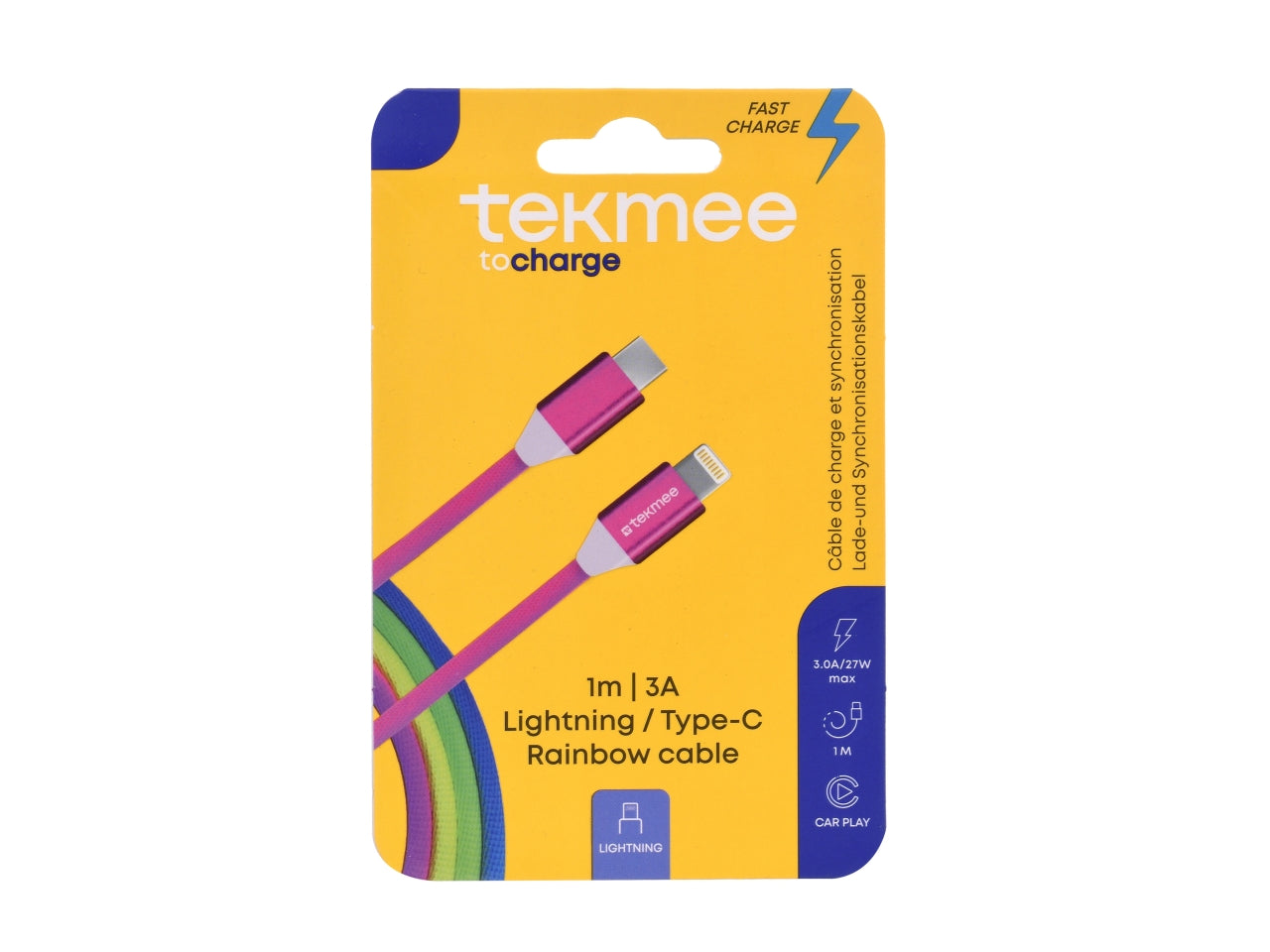 Tekmee cavo arcobaleno luminoso 1m 20w type-c