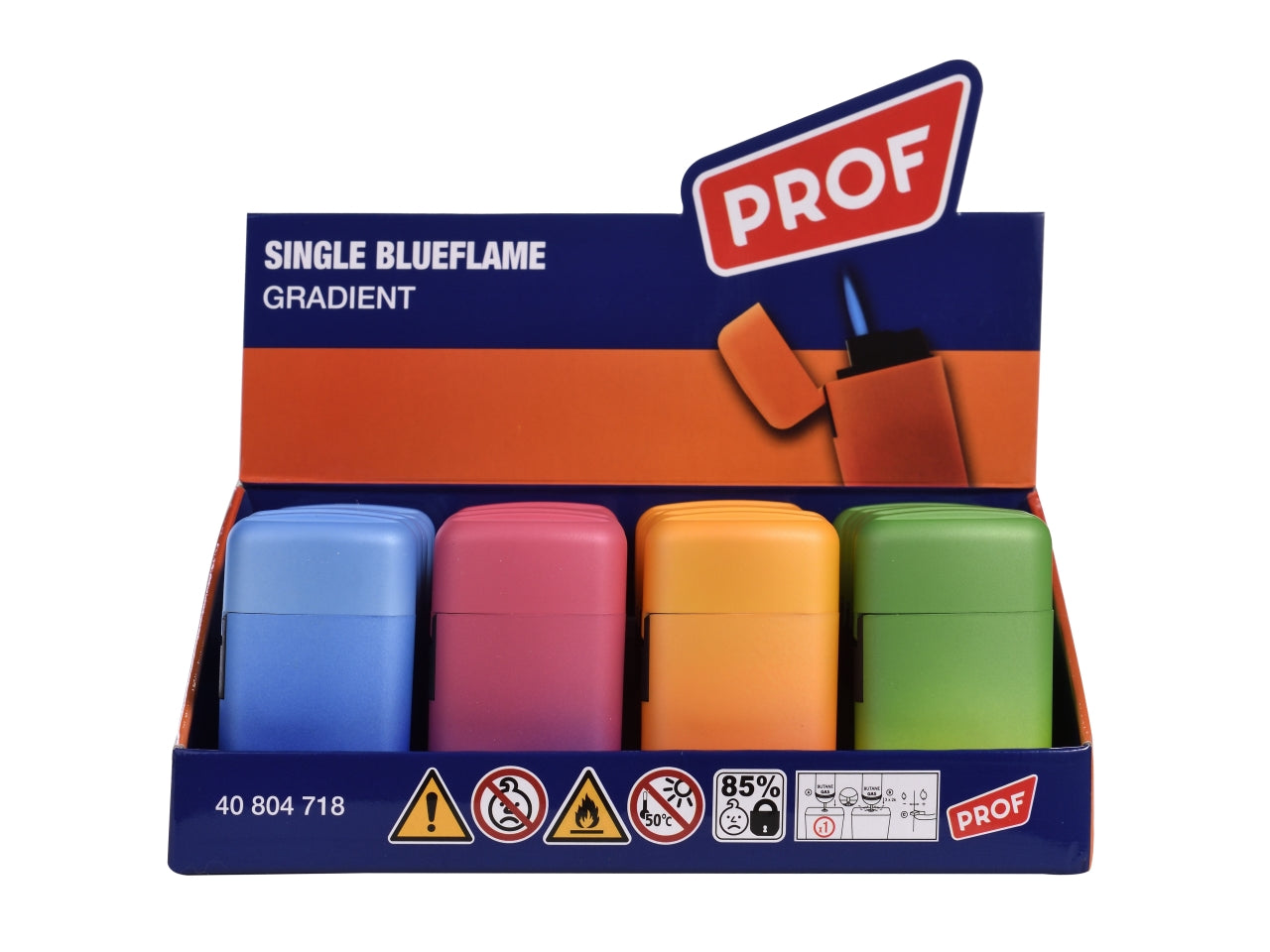 Prof accendino colori pastello con fiamma blu