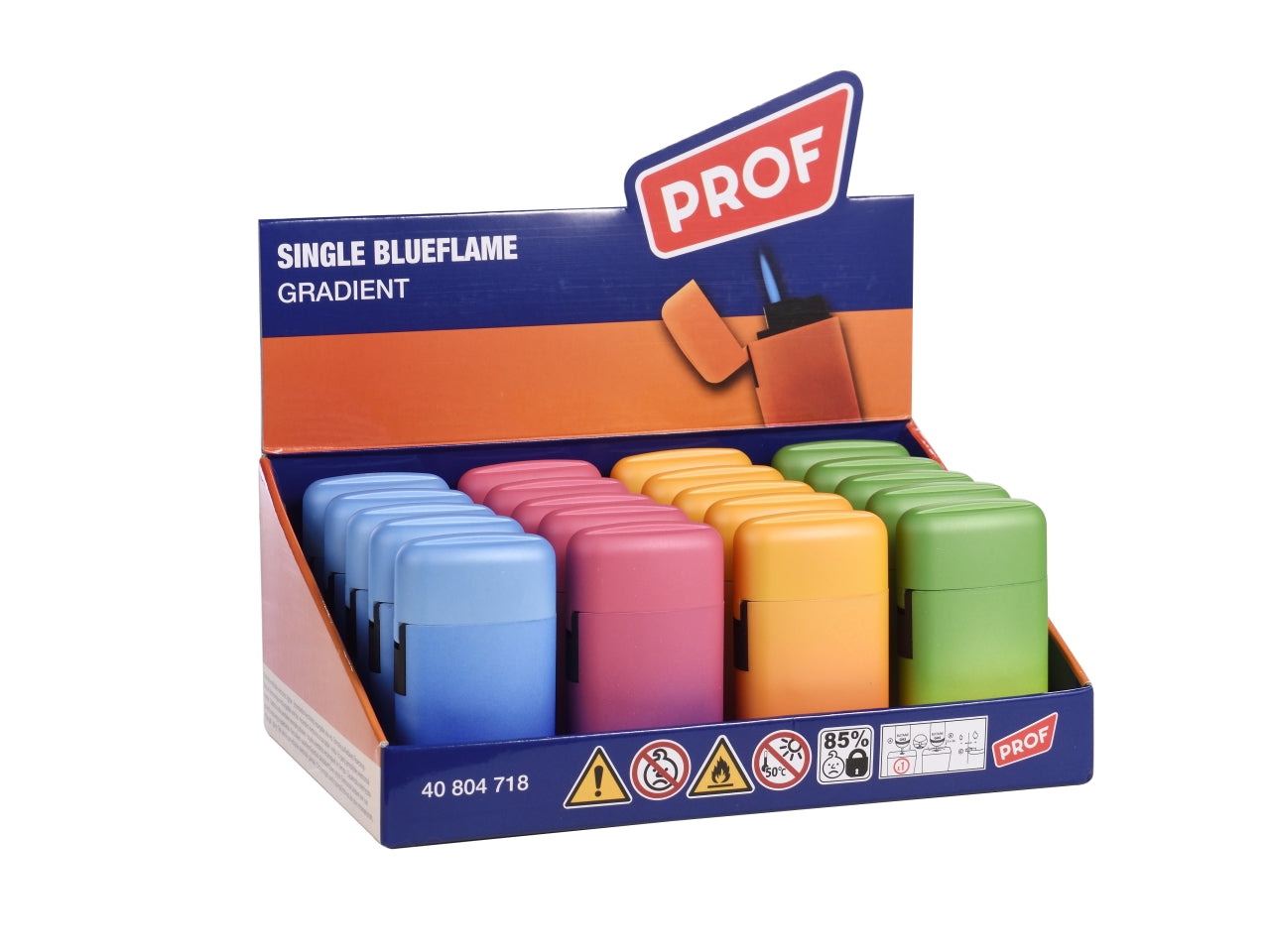 Prof accendino colori pastello con fiamma blu
