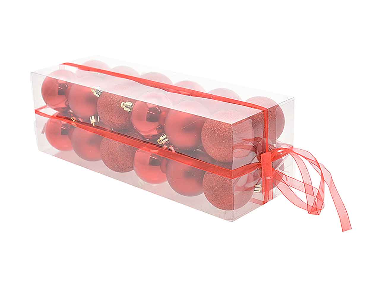 Sfera 6cm 24 pezzi matto/lucido/glitter rossa 7797367