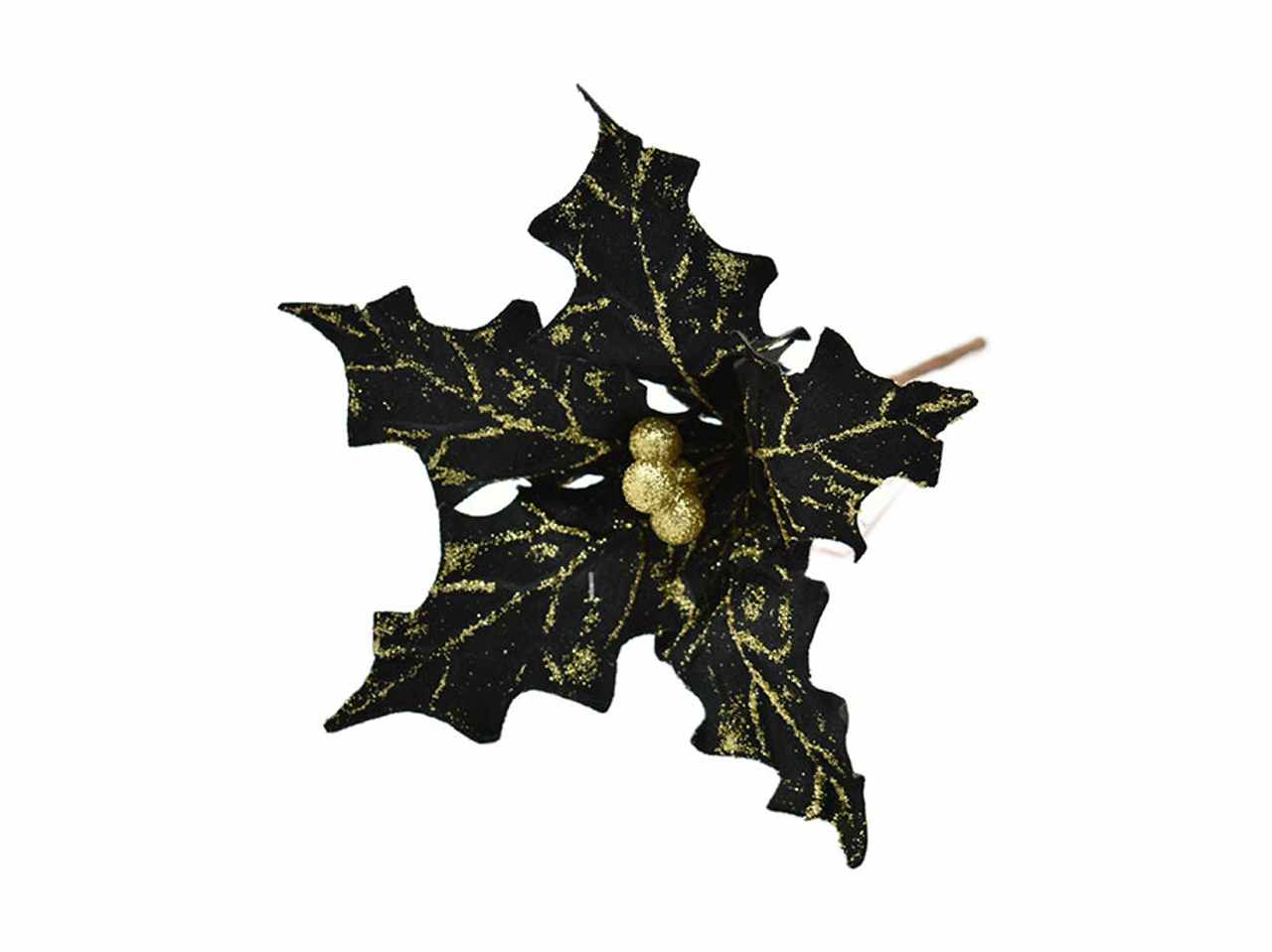 Fiore piccolo nero con glitter oro