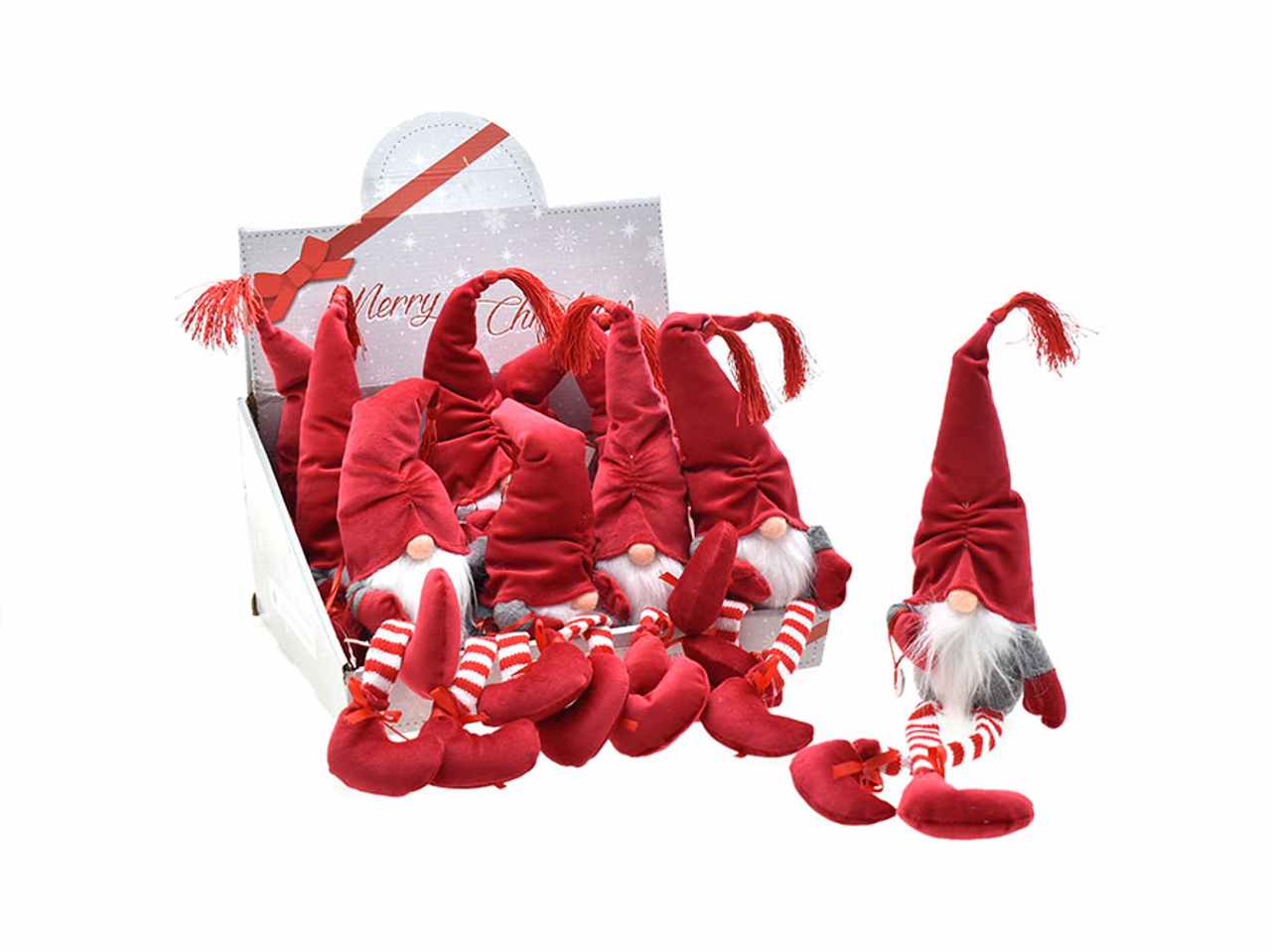 Gnomo velluto 8x45cm rosso
