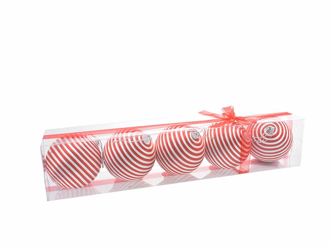 Palle 5 pezzi 10cm bianco/rosso