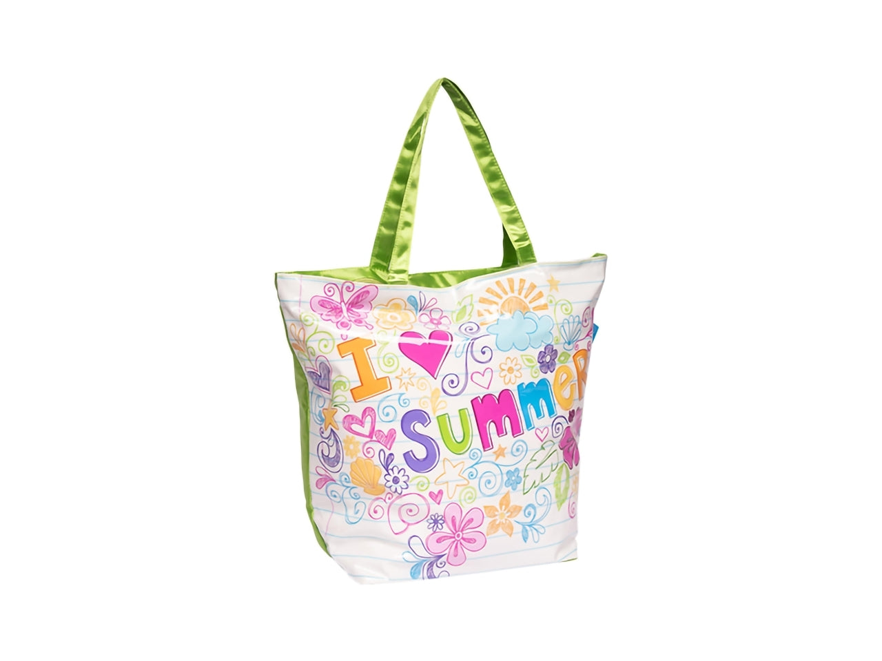 Borsa mare in pvc multicolor/verde, fantasia floreale 54x45x22 cm - Rox