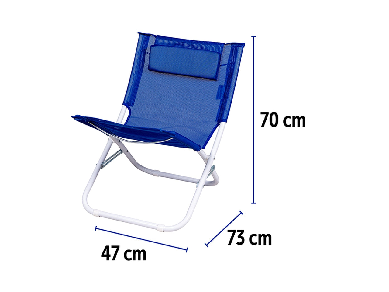 Spiaggina pieghevole in textilene e acciaio blu 68x48x72 cm - Nataluna