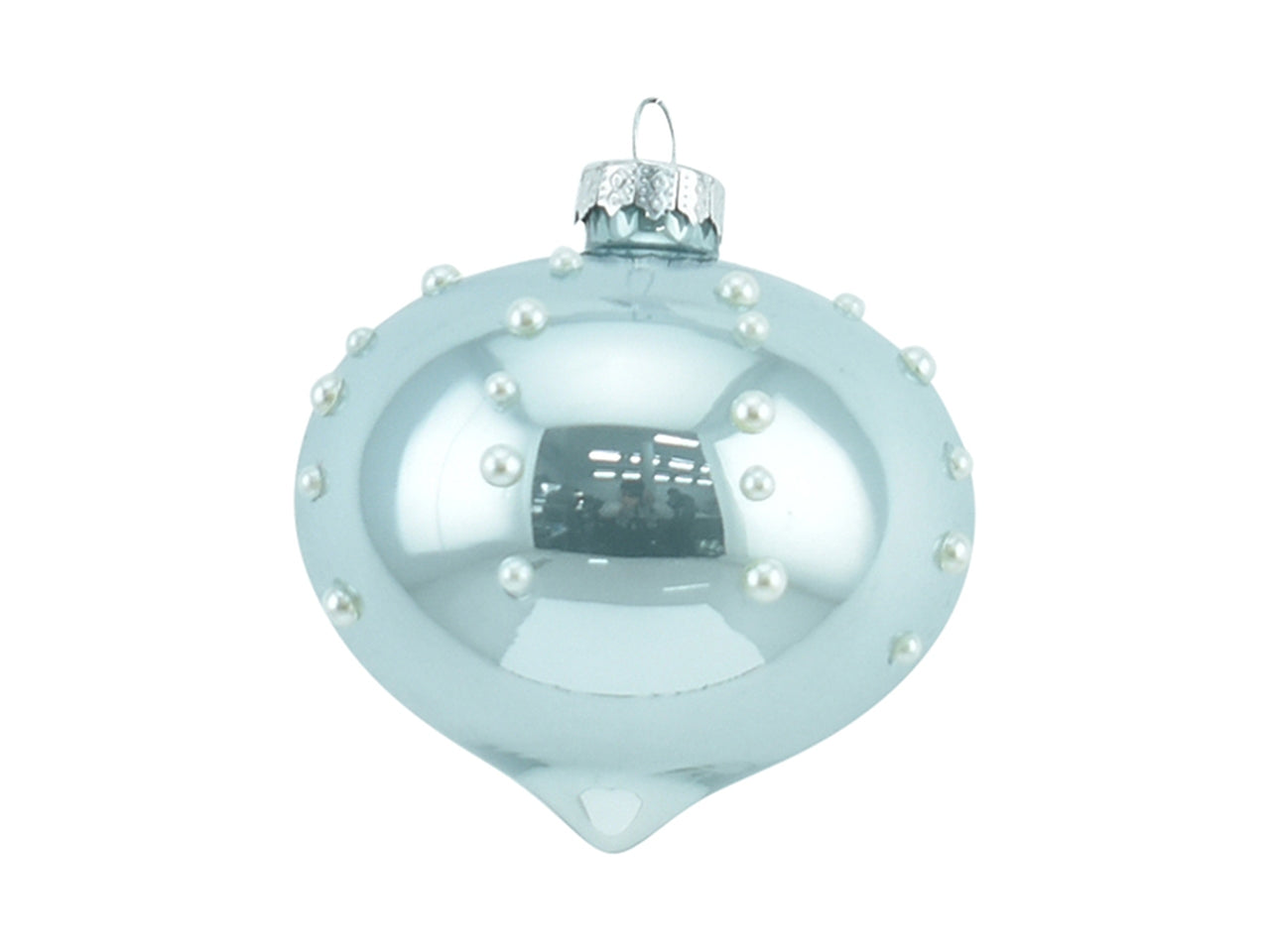 Palla natalizia in vetro a cipolla d.8cm - azzurro