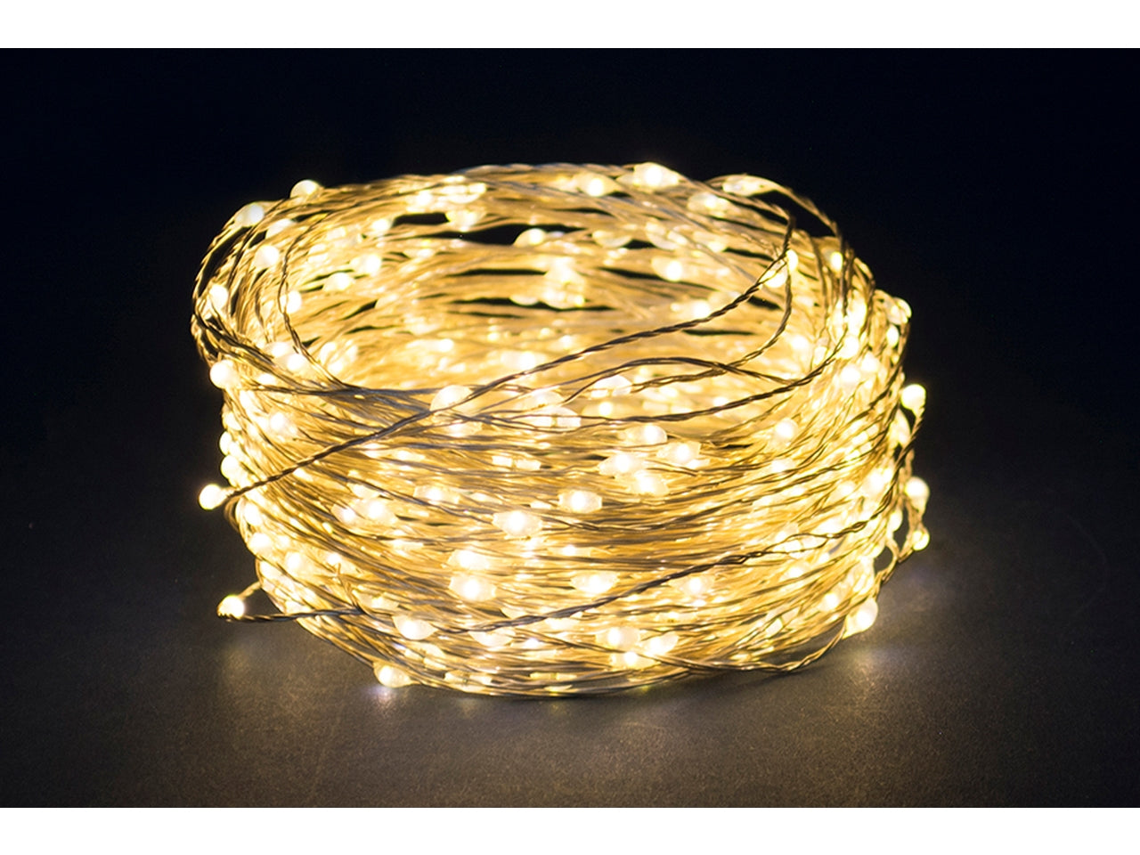 Serie da 480 microled 24mt+5mt per uso esterno con 8 funzioni cavo argento - caldo