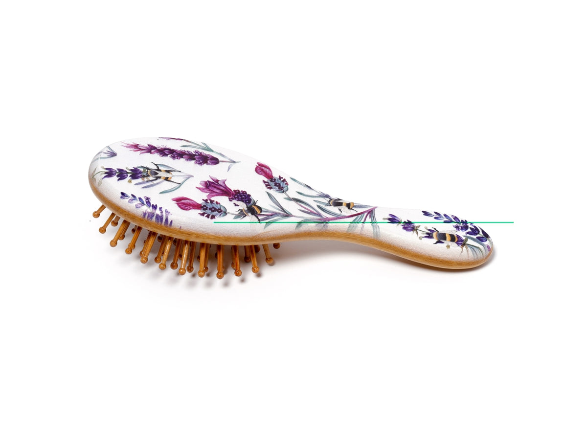 Spazzola per capelli con manico h.16,5cm in bamboo con decoro api