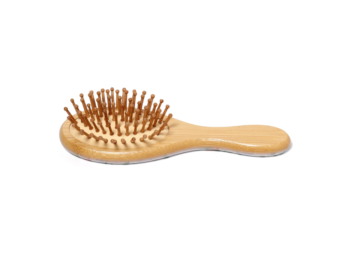 Spazzola per capelli con manico h.16,5cm in bamboo con decoro api