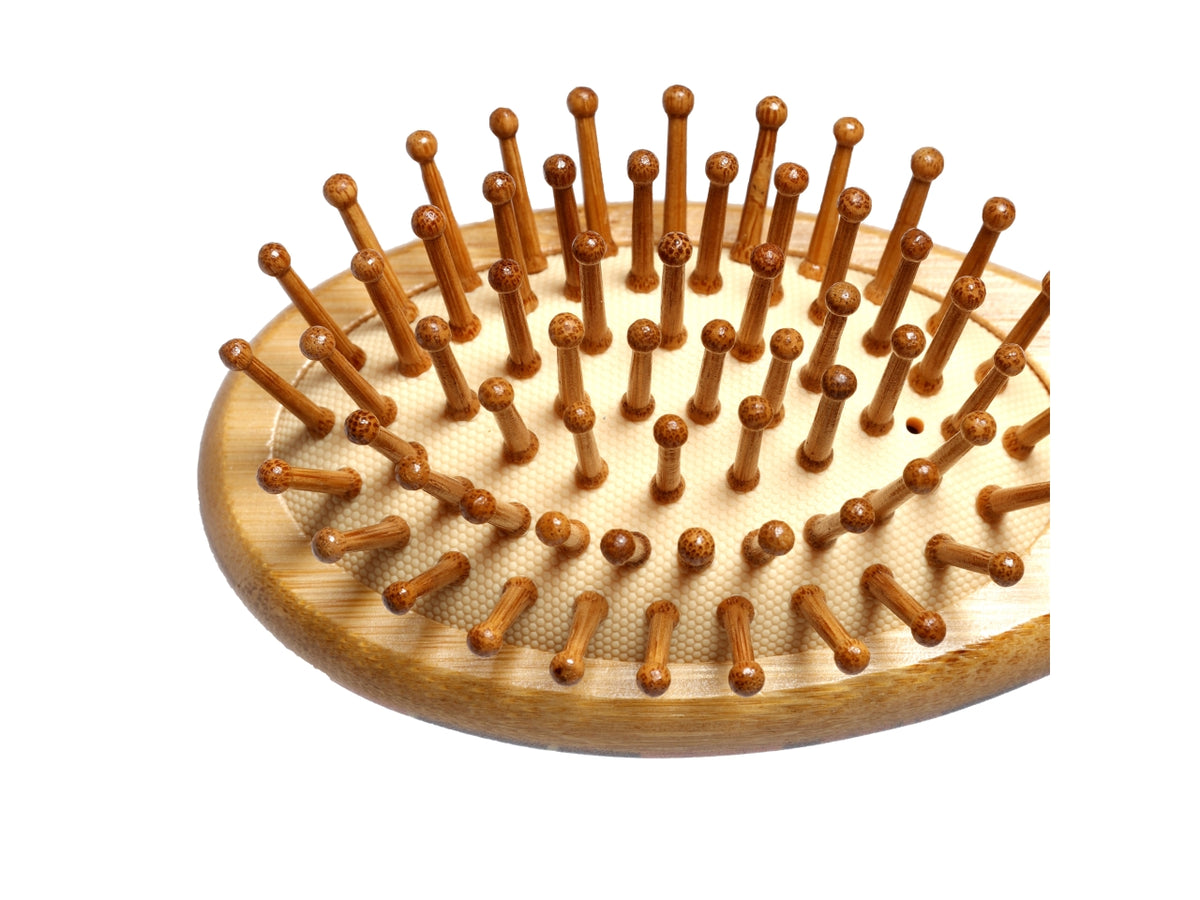 Spazzola per capelli con manico h.16,5cm in bamboo con decoro api