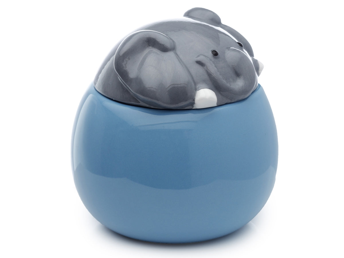 Tazza mug in ceramica dolomite azzurro e grigio con coperchio a forma di testa di elefante - Puckator