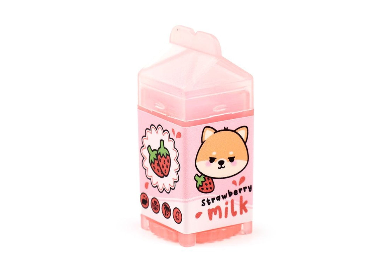 Burrocacao a forma di cartone del latte in plastica, 4 colori assortiti al cioccolato, fragola, vaniglia, e banana - Puckator