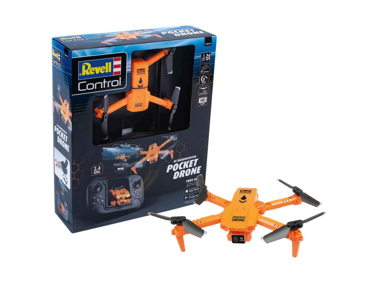 Quadrocopter pocket drone radiocomandato