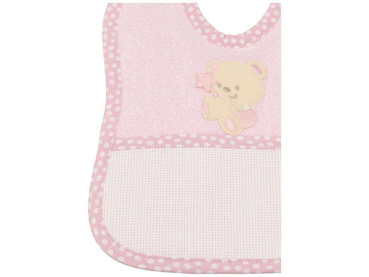 Bavetta bimba in spugna rosa in cotone con tela aida per ricamo, 18x24 cm - La Chiocciolina