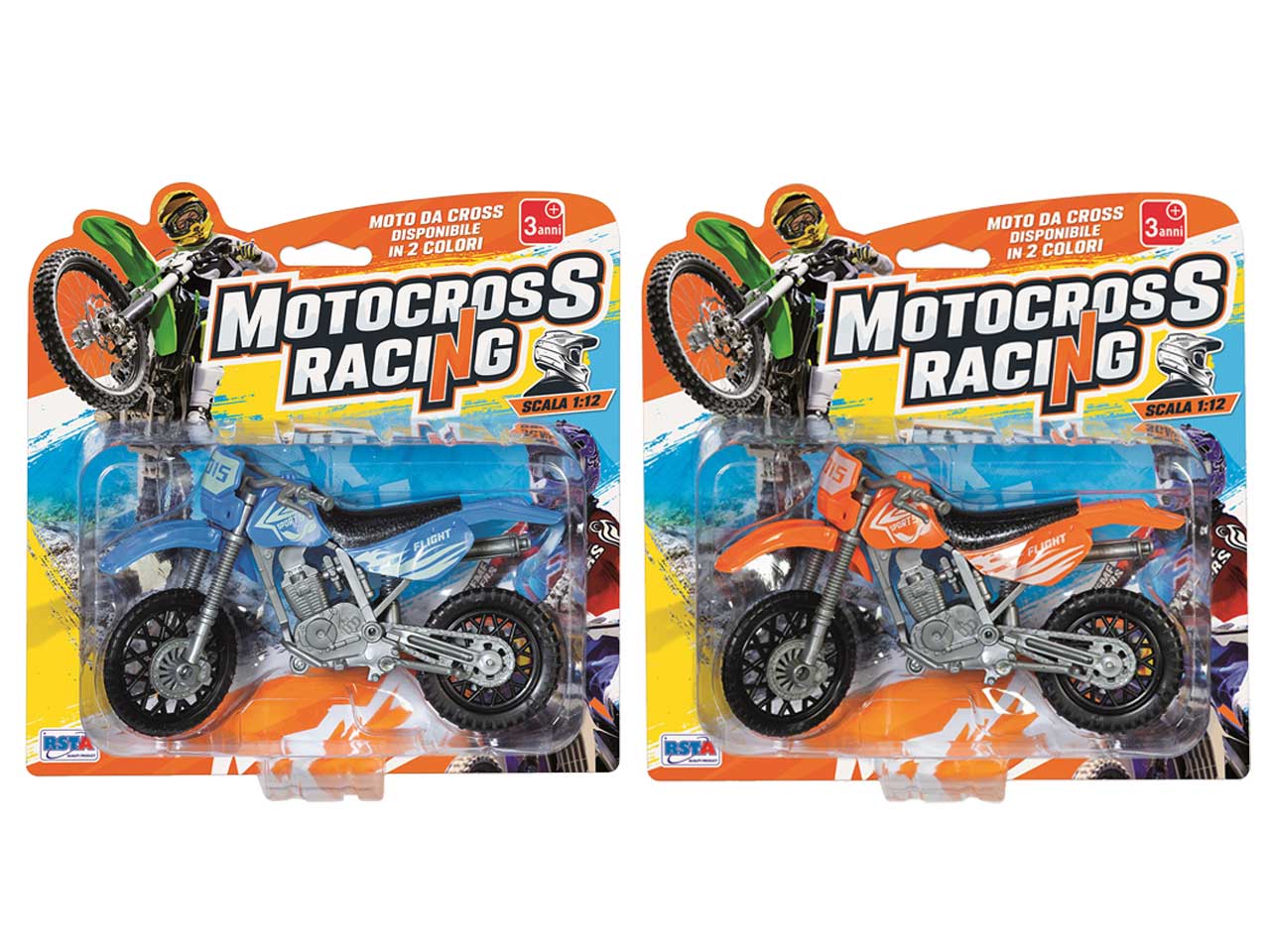 Motocross racing in 2 colori assortiti scala 1:12