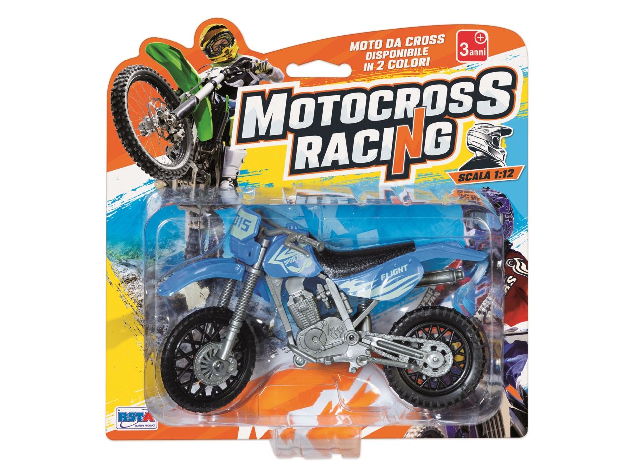 Motocross racing in 2 colori assortiti scala 1:12