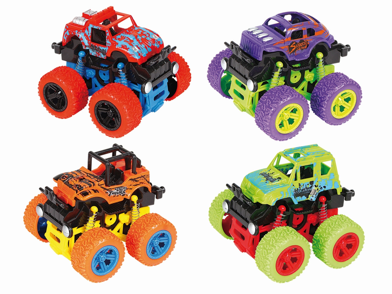 Set 2 auto fuoristrada minimonster retrocarica