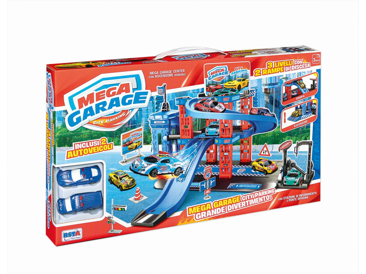 Mega garage city parking con 2 auto die cast