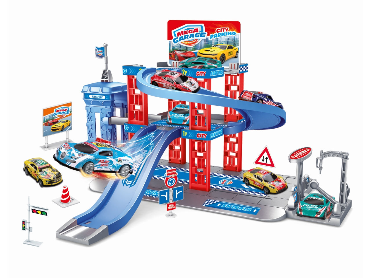 Mega garage city parking con 2 auto die cast