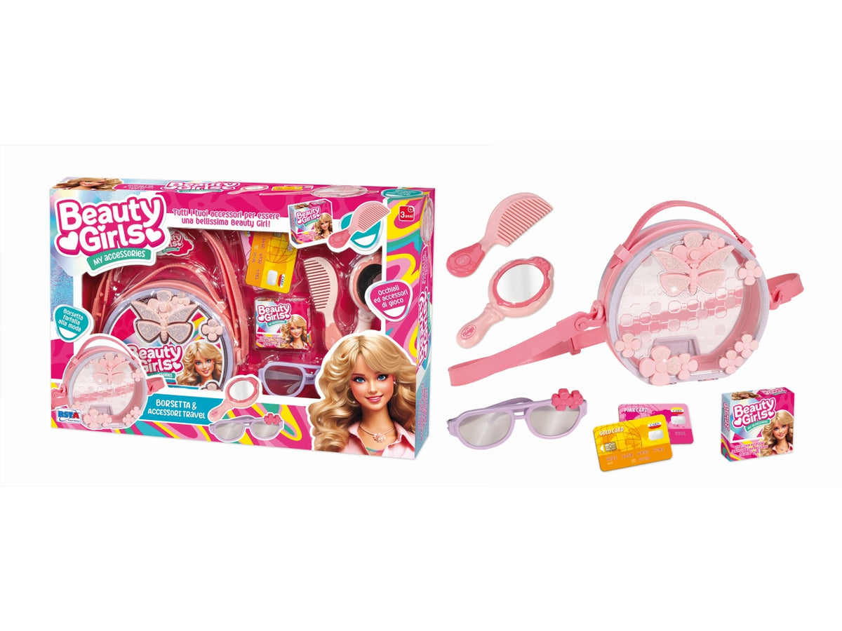 Set borsetta tracolla pettine, spazzola e accessori
