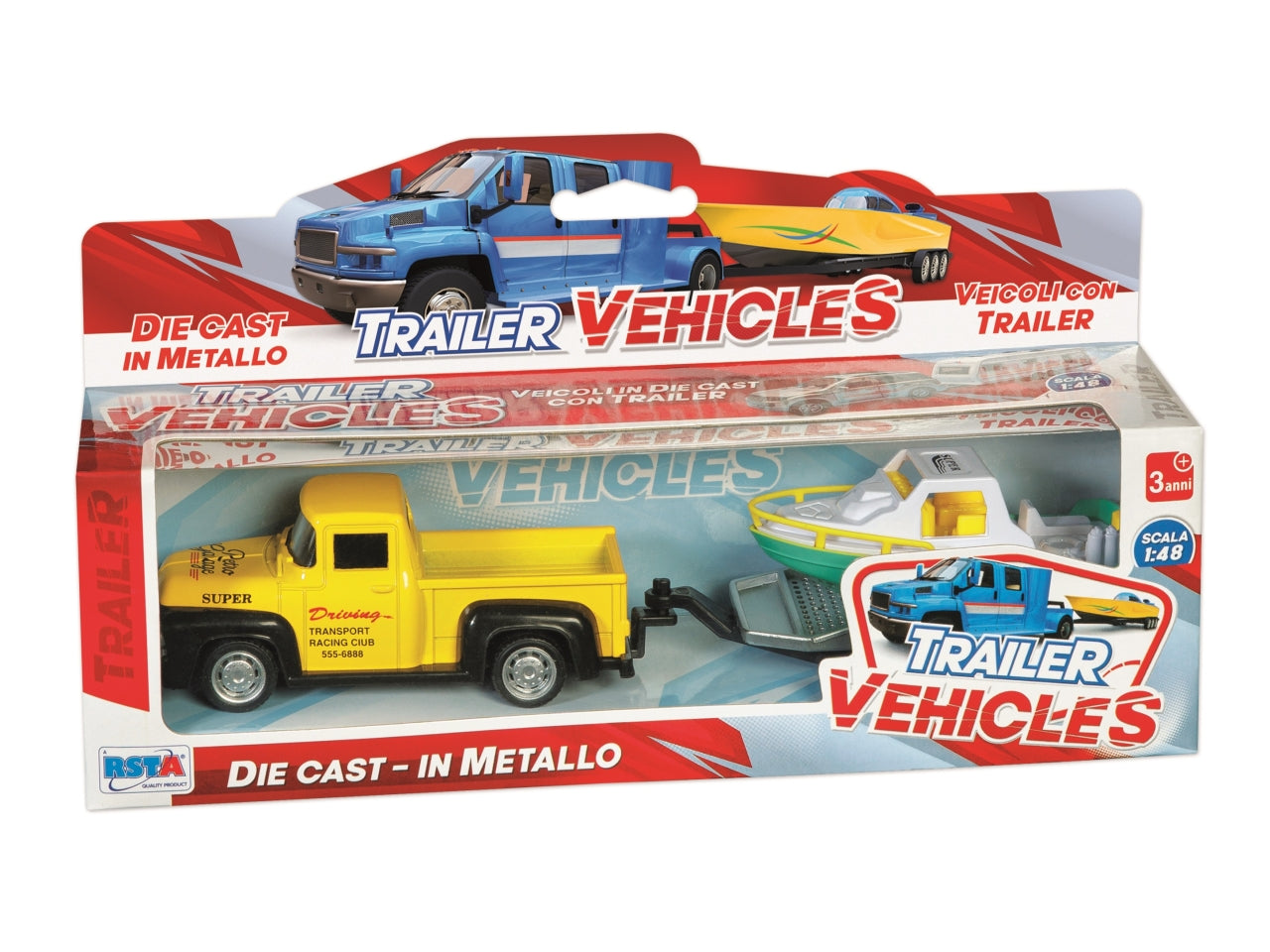 Pick up die cast con carrello e motoscafo