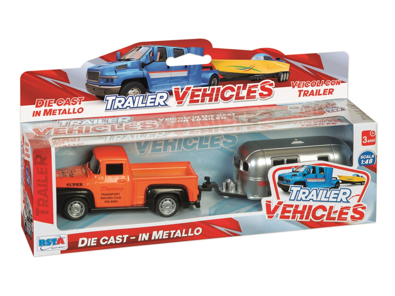 Pick up die cast con carrello e motoscafo