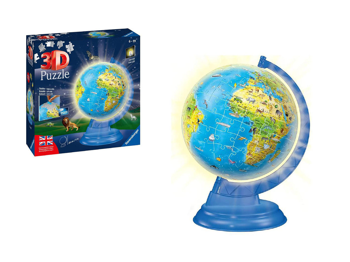 Puzzle 3d 180 pezzi mappamondo con luce