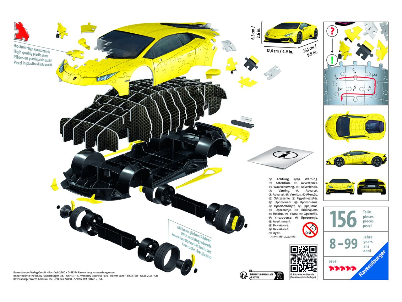 Puzzle 3d lamborghini huracÃ¡n evo giallo