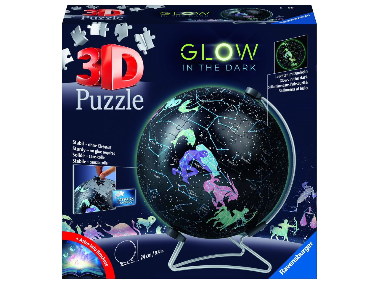 Puzzle 3d globo da 180 pezzi glow in the dark costellazioni