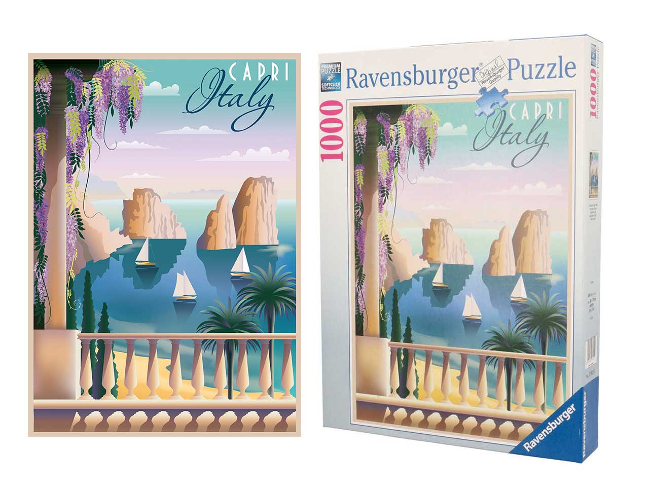 Puzzle postcard from capri, italy da 1000 pezzi