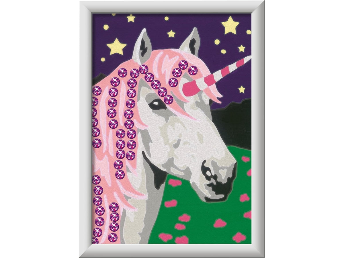 CreArt Serie Classic: Unicorno con Brillanti - Set da Dipingere con 10 Colori e Cornice - Ravensburger
