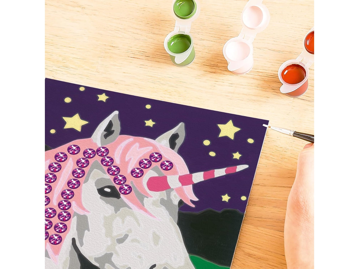 CreArt Serie Classic: Unicorno con Brillanti - Set da Dipingere con 10 Colori e Cornice - Ravensburger