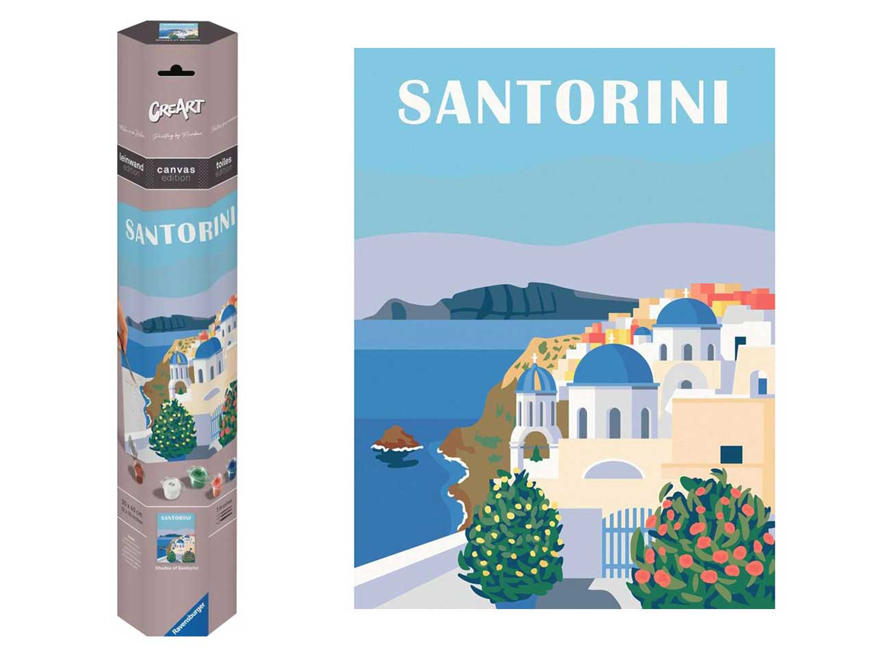 Ravensburger Creart Santorini, kit per dipingere con i numeri, 40x30 cm per ragazzi dai 14+ anni