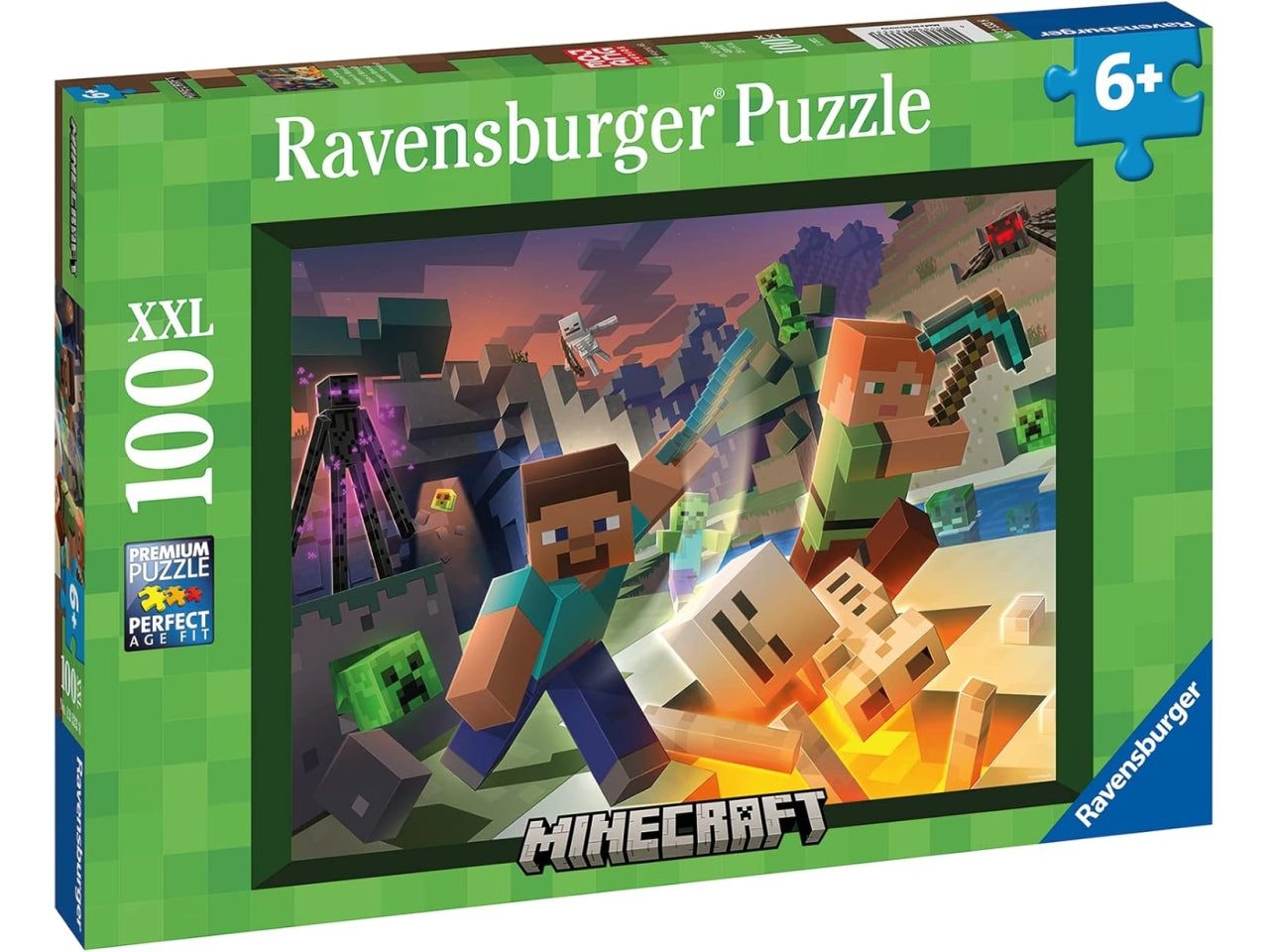 Puzzle 100 Pezzi XXL Minecraft, Idea Regalo per Bambini 6+ Anni, Gioco Educativo - Ravensburger