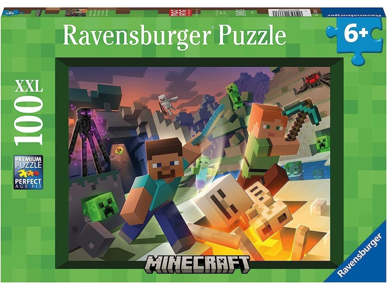 Puzzle 100 Pezzi XXL Minecraft, Idea Regalo per Bambini 6+ Anni, Gioco Educativo - Ravensburger