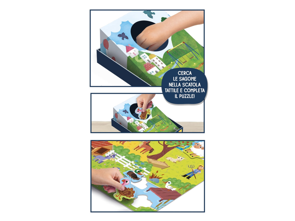 Montessori la fattoria gioco tattile con maxi puzzle, per bambini dai 3-6 anni lisciani