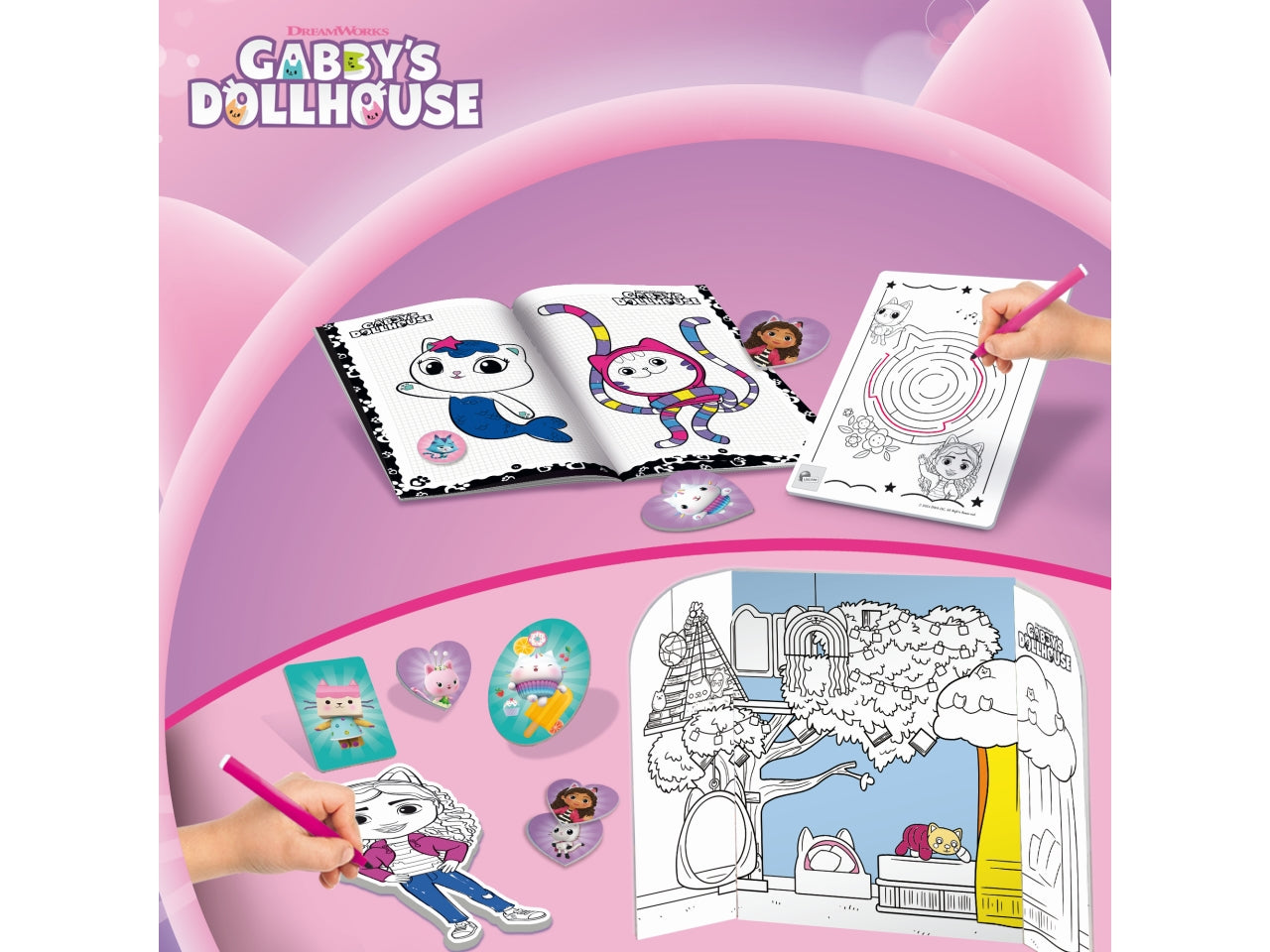 Gioco Creativo Gabby's Dollhouse Zainetto Coloring and Drawing School - Multicolor, per Bambini da 4 Anni, Lisciani