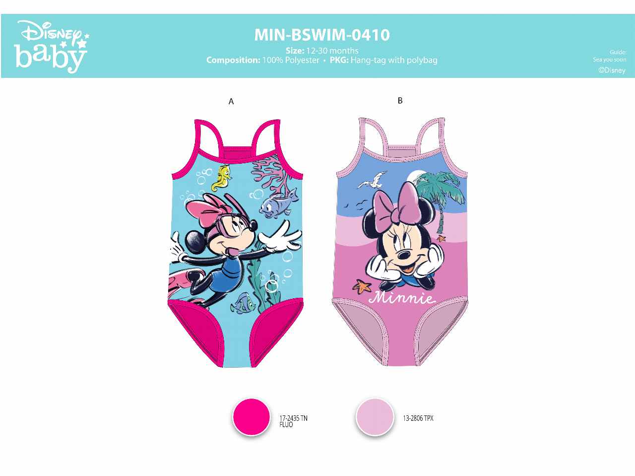 Costume da bagno bimba slip baby 12-30 mesi minnie