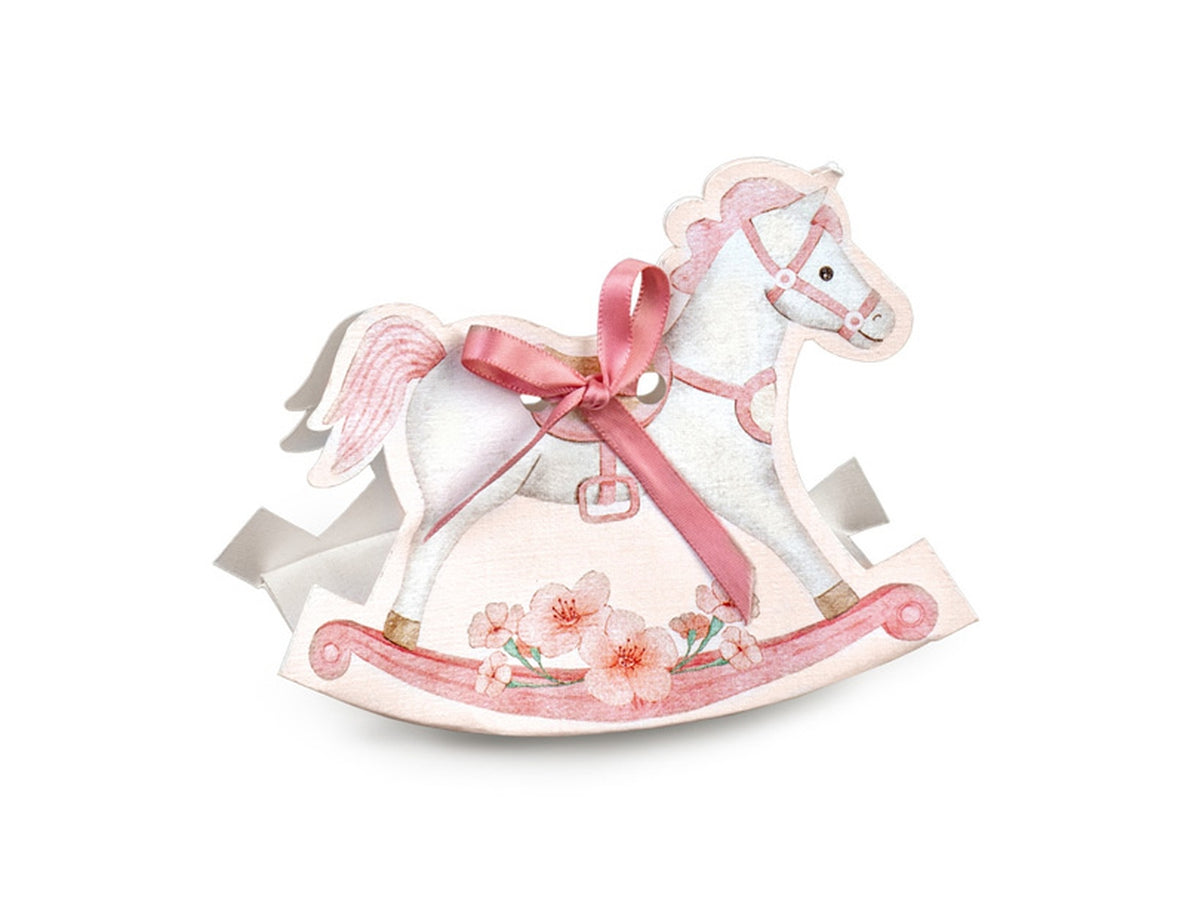 Cavallo a dondolo scatola 12x3,5x9cm rosa