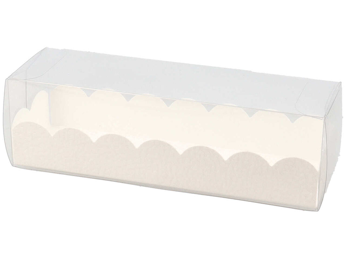 Pelle bianco astuccio in pvc con vaschetta 16x5x5cm, ideale per macarons